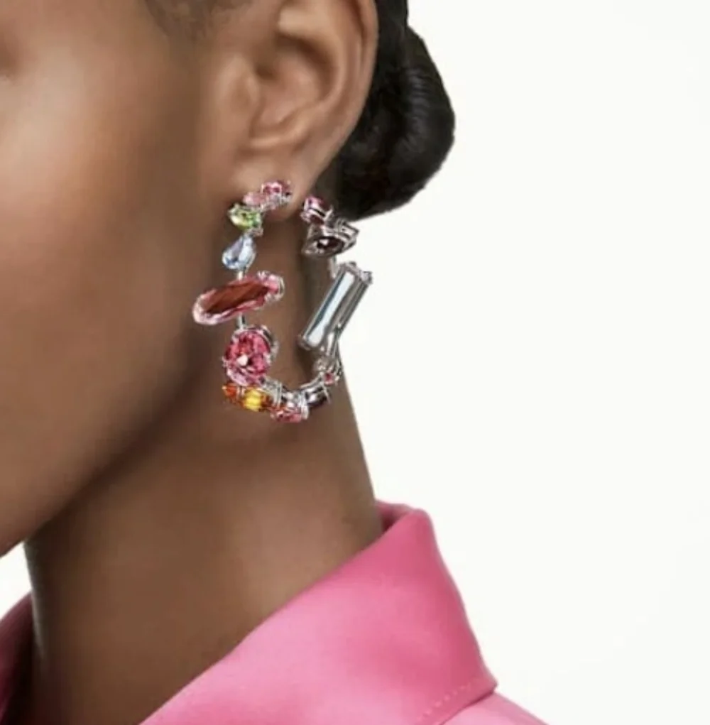 Swarovski Gema Colorful Mixed Cut Hoop Earrings